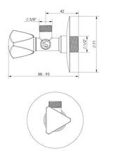 محبس زاوية  1/2 × 3/8 بوصة كروم ايديال ستاندرد